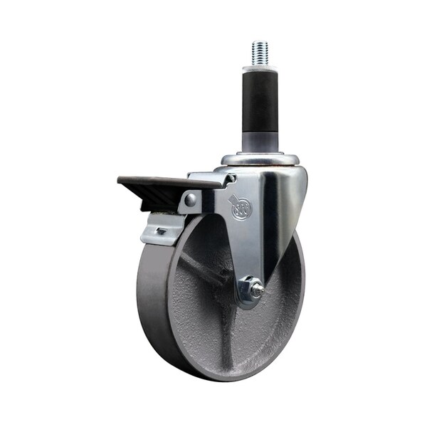Service Caster 5'' Semi Steel Swivel 1-1/8'' Expanding Stem Caster with Brake SCC-EX20S515-SSR-PLB-118 - main